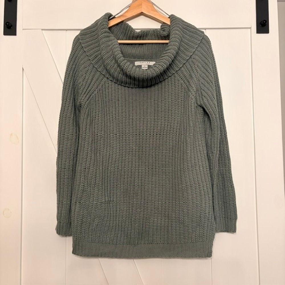 Favlux Cowl Neck Sweater Womens L Gray Chunky Knit Tunic Cozy Oversized Boho